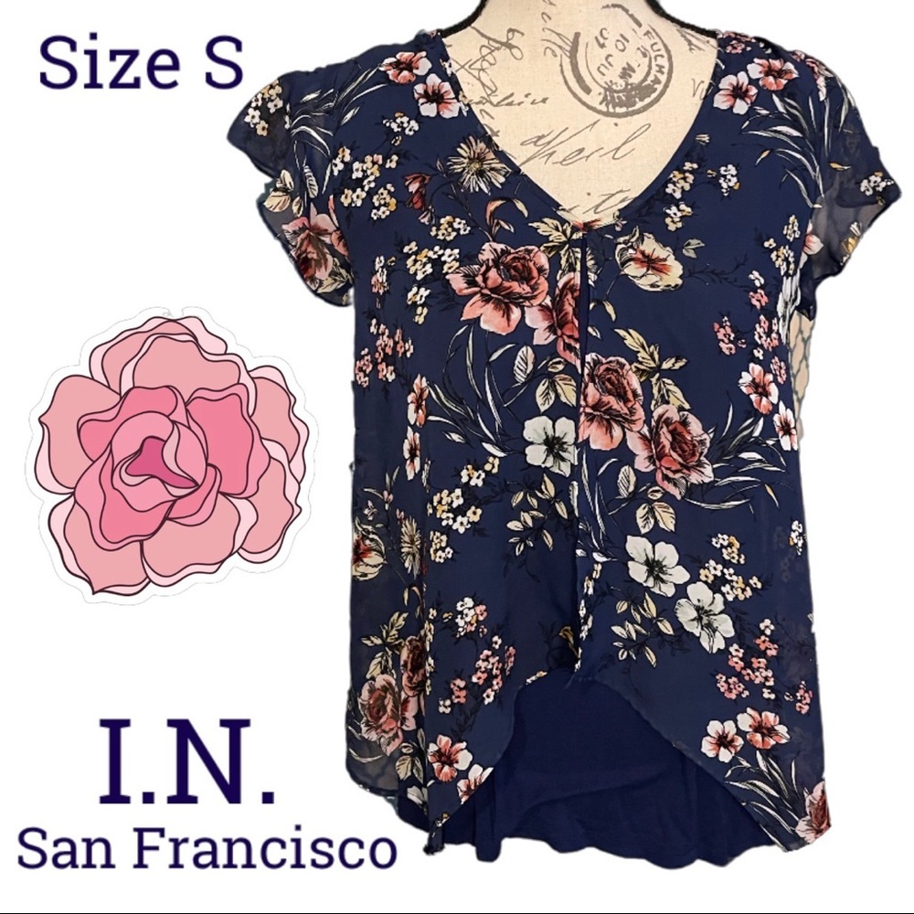 Size Small Navy Floral Shirt by Tiana B.